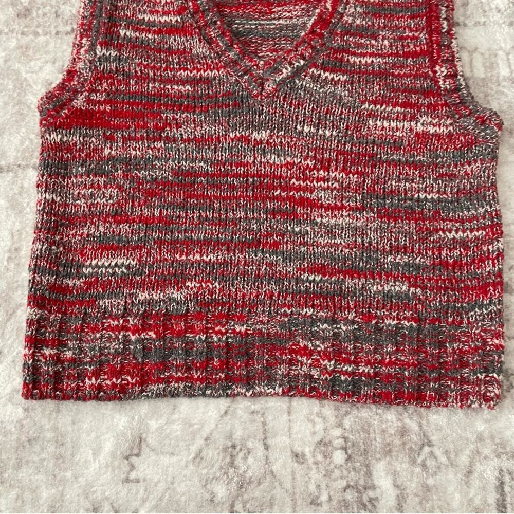 Re/Done 60s Sweater Vest Red Multi Knit Small Grandpacore - Picture 4 of 10